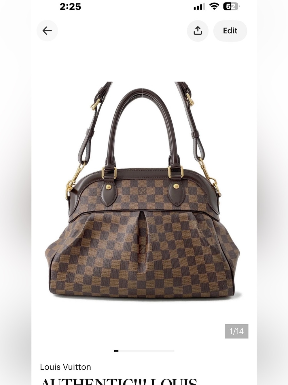 AUTHENTIC!!! LOUIS VUITTON Trevi Size PM Damier Ebene Canvas Red